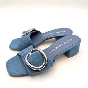 Stuart Weitzman Benni 35 Women’s Slide Sandals Blue Denim Size US6 EU36.5